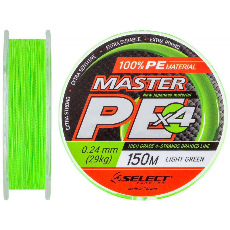 Шнур Select Master PE 150m (салат.) 0.24 mm 29kg Шнур Select Master PE 150m (салат.) 0.24 mm 29kg