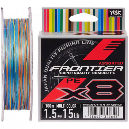 Шнур YGK Frontier X8 Assorted Multi Color 100m 2.0/0.235 mm 20lb/9.0 kg