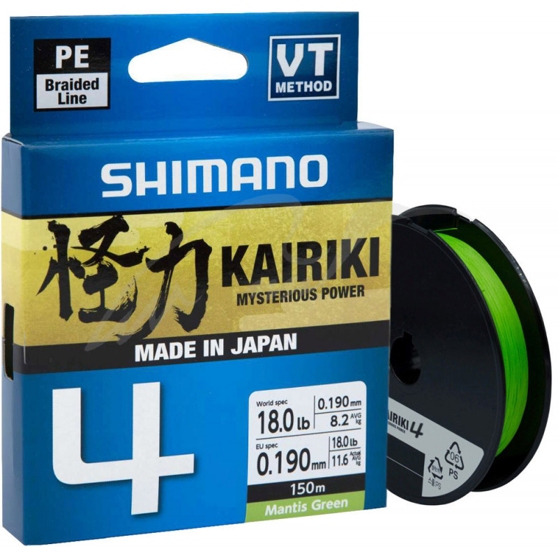 Шнур Shimano Kairiki 4 PE (Mantis Green) 150m 0.13 mm 7,4 kg