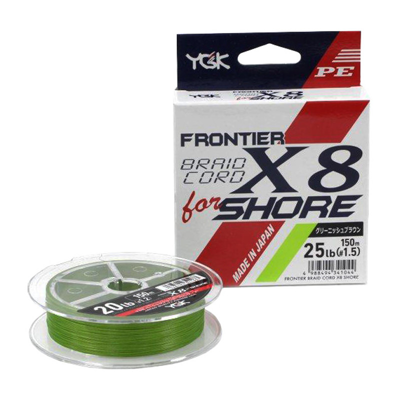 Шнур YGK Frontier Braid Cord X8 150m (зелений) 0.8 14lb Шнур YGK Frontier Braid Cord X8 150m (зелений) 0.8 14lb