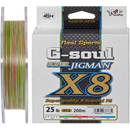 Шнур YGK Super Jig Man X8 200m (мультиколор) 0.8/0.148mm 16lb