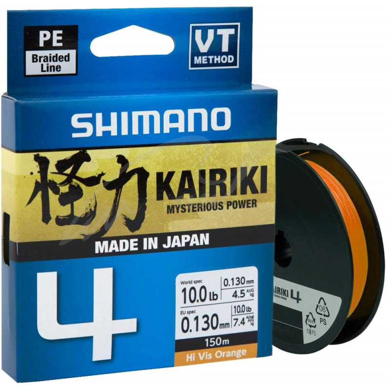 Шнур Shimano Kairiki 4 PE (Hi-Vis Orange) 150m 0.16mm 8.1kg Шнур Shimano Kairiki 4 PE (Hi-Vis Orange) 150m 0.16mm 8.1kg