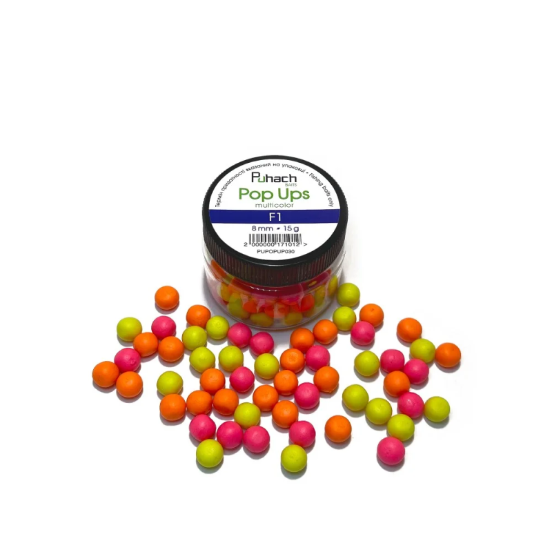 PUHACH BAITS POP UPS 8 MM MULTICOLOR - F1 (BUBBLE GUM) PUHACH BAITS POP UPS 8 MM MULTICOLOR - F1 (BUBBLE GUM)