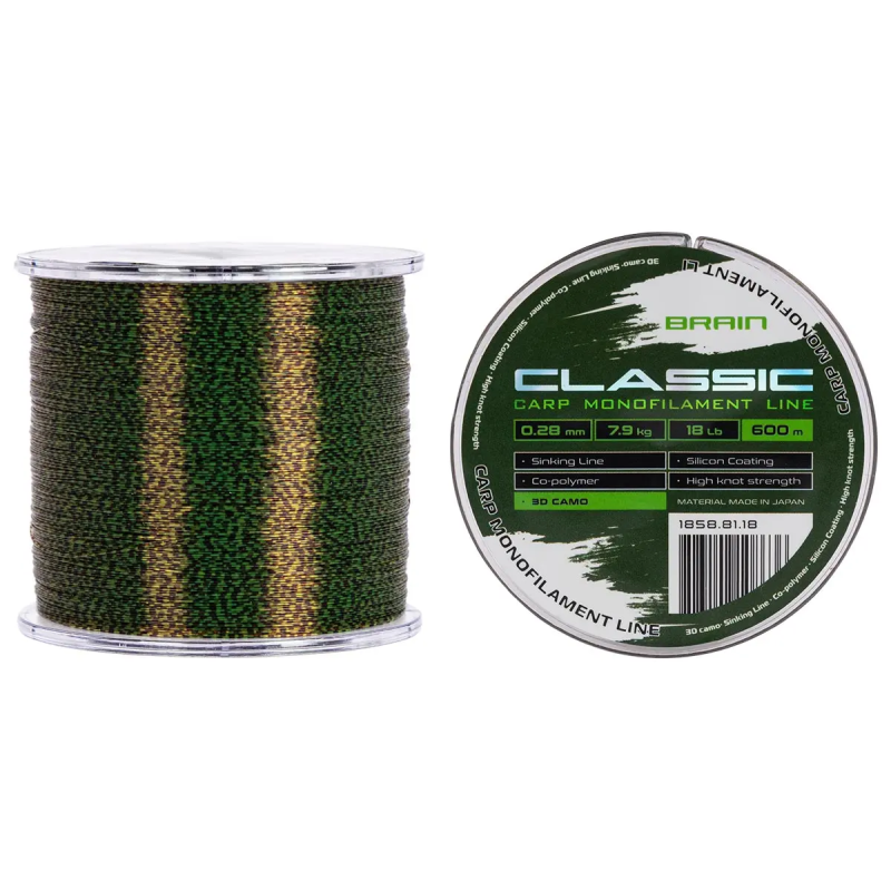 Волосінь Brain Classic Carp Line 3D (camo) 600m