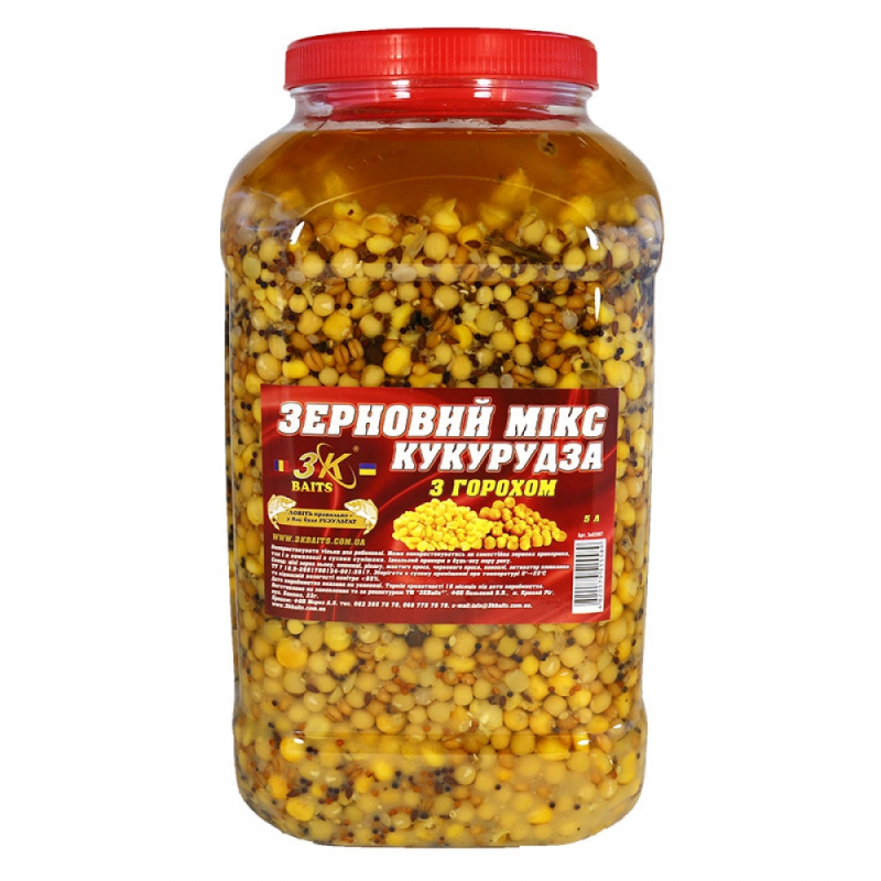 Зерновий МІКС КУКУРУДЗА (з горохом), 5л
