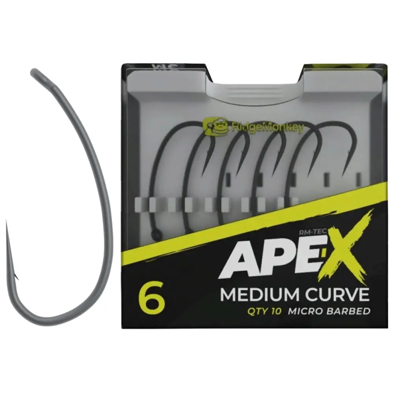 Гачок короповий RidgeMonkey Ape-X Medium Curve з борідкою 8 (10 шт/уп)