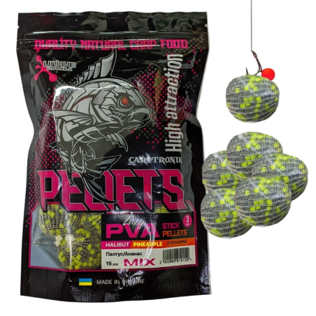 Готові ПВА стики Carptronik Lazy PVA Stick Pellets - Halibut/Pineapple (15шт/уп)