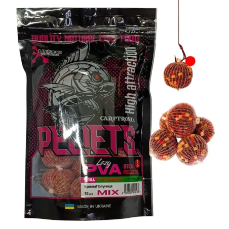 Carptronik Готові ПВА стики PVA stick pellets Mix (Krill/Strawberry) (криль полуниця), CTPVAKRSTR