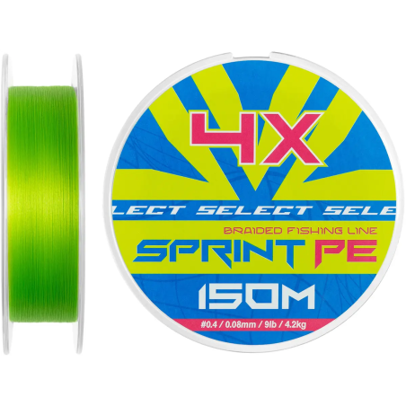 Шнур Select Sprint PE 4X Light Green 150m 0.4/0.08mm 9lb/4.2kg
