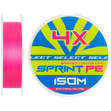 Натисніть щоб збільшити Бренд: Всі характеристики Шнур Select Sprint PE 4X Pink 150m 0.15/0.04mm 5lb/2.3kg
