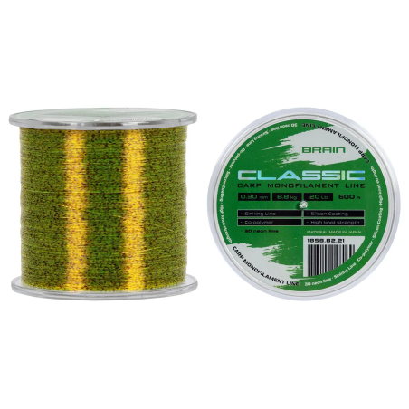 Волосінь Brain Classic Carp Line (3D neon lime) 600m