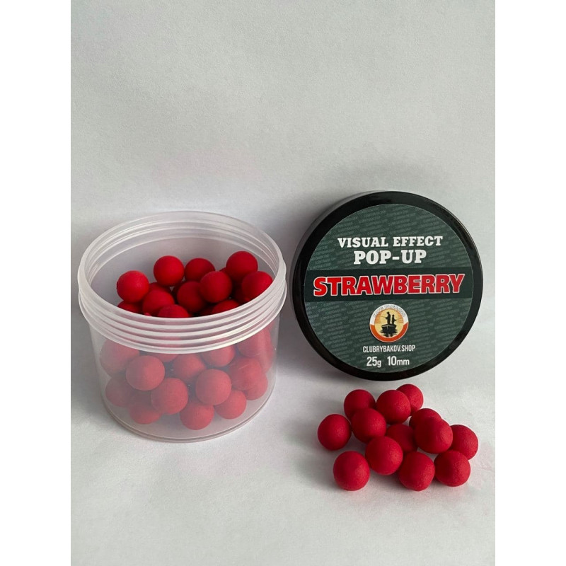 Клуб Рыбаков Бойлы POP-UP пылящие со вкусом Strawberry d.10mm