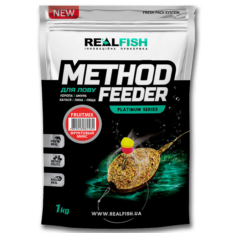 Прикормка Real Fish Premium Series Method Feeder FruitMix Фруктовий Мікс 0.8 kg Прикормка Real Fish Premium Series Method Feeder FruitMix Фруктовий Мікс 0.8 kg