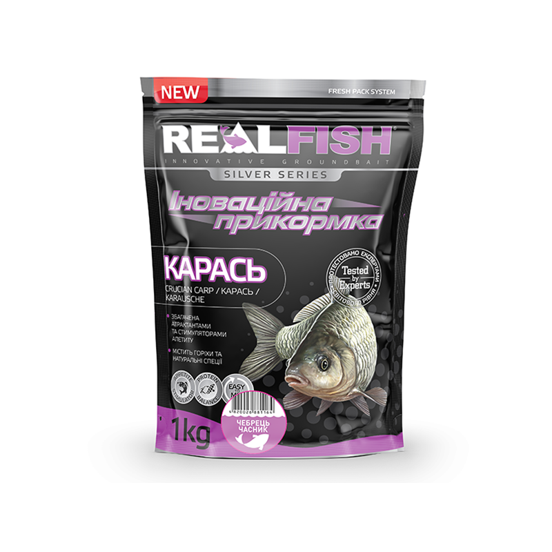 РЫБОЛОВНАЯ ПРИКОРМКА REALFISH "КАРАСЬ" ЧЕСНОК ЧЕБРЕЦ