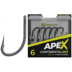 Крючок карповый RidgeMonkey Ape-X Continental 2XX с бородкой