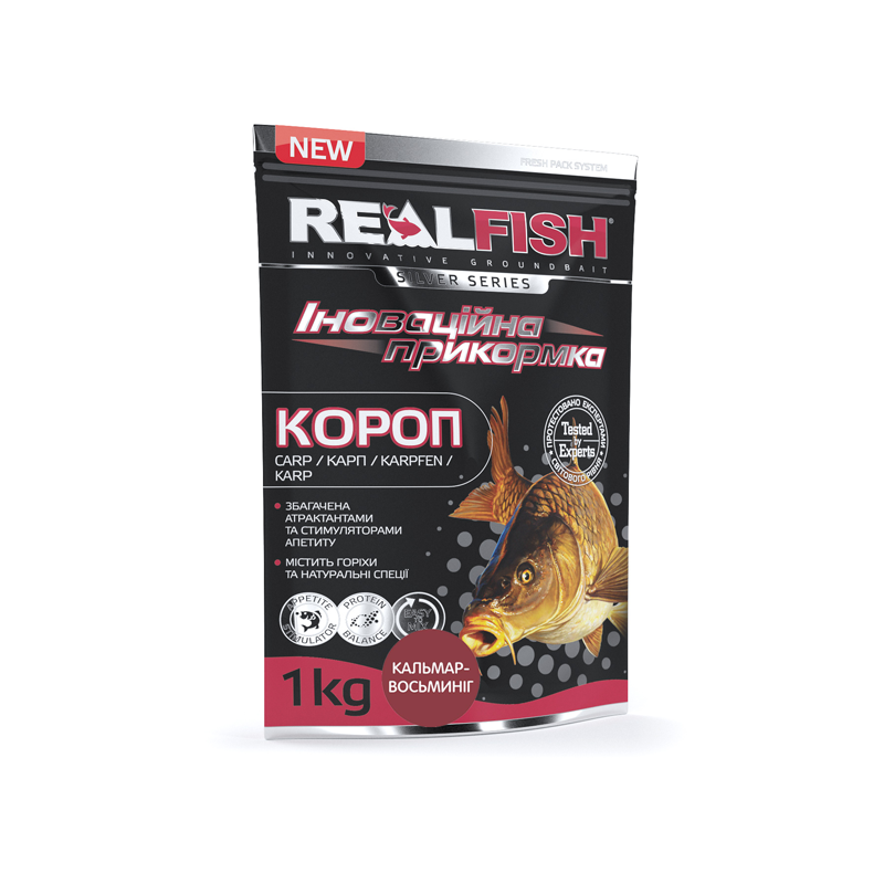 Риболовна прикормка Real Fish Короп кальмар-восьминіг Риболовна прикормка Real Fish Короп кальмар-восьминіг
