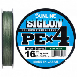 Шнур Sunline Siglon PE х4 150m (темн-зел.) 1.0/0.171 mm 16lb/7.7 kg