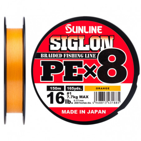 Шнур Sunline Siglon PE х8 150m (оранж.) 3.0/0.296mm 50lb/22.0kg