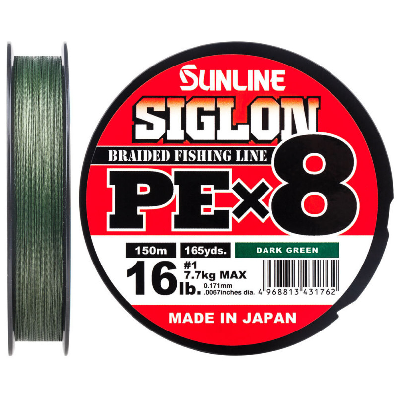 Шнур Sunline Siglon PE х8 300m (темн-зел.) 6.0/0.418 mm 90lb/40.0 kg Шнур Sunline Siglon PE х8 300m (темн-зел.) 6.0/0.418 mm 90lb/40.0 kg